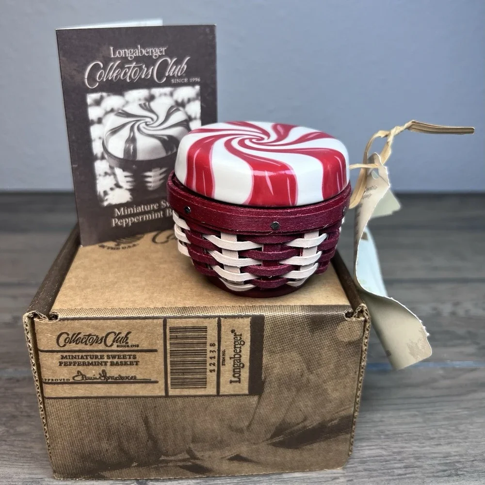 Longaberger 2012 Collectors Club Miniature Sweets Peppermint Basket Set NIB